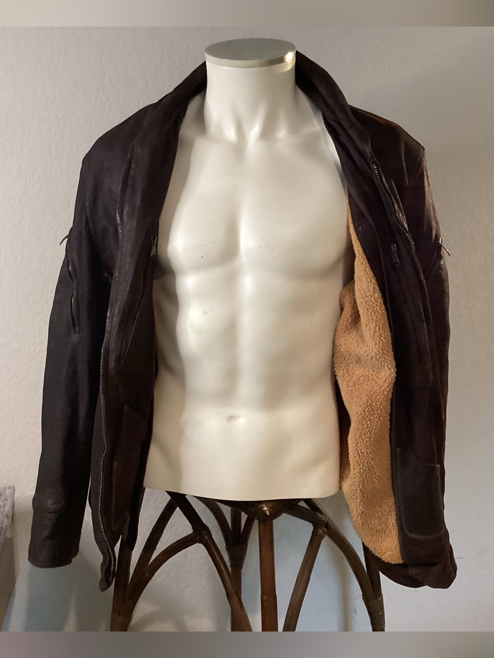 BMW Men's Brown Lambskin Shearling-Lined Jacket
